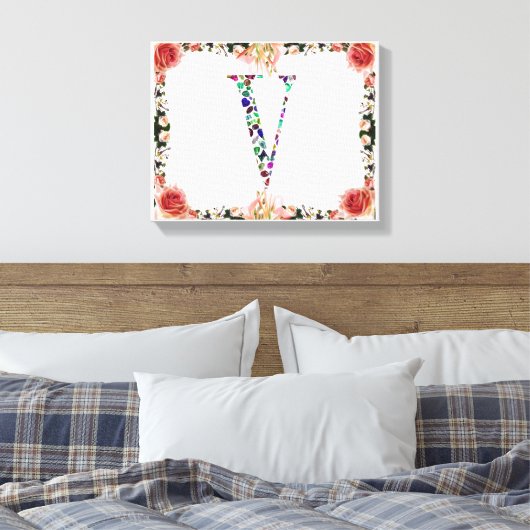 Letter V Monogramm Leinwanddruck (Insitu (Schlafzimmer))