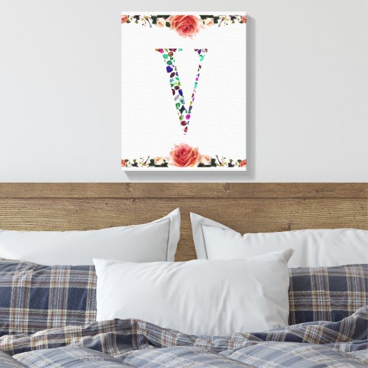 Letter V Monogramm Leinwanddruck (Insitu (Schlafzimmer))
