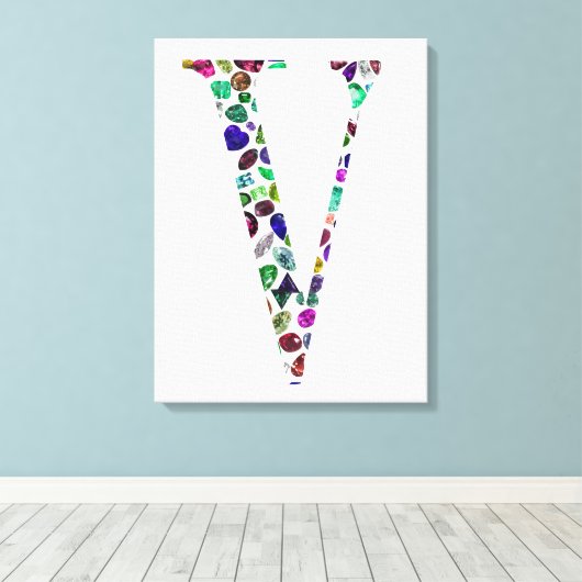 Letter V Monogramm Leinwanddruck (Insitu (Holzboden))