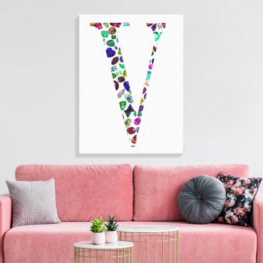 Letter V Monogramm Leinwanddruck (Insitu (Wohnzimmer))