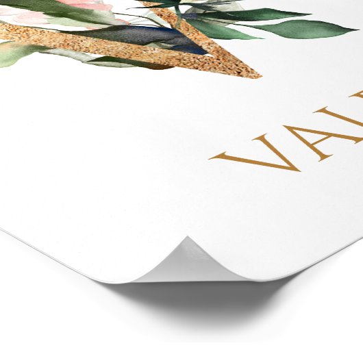 Letter V Monogramm Rose Kinderzimmer Poster (Ecke)