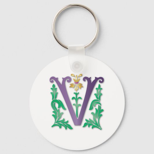 Letter V Monogramm Schlüsselanhänger (Vorderseite)
