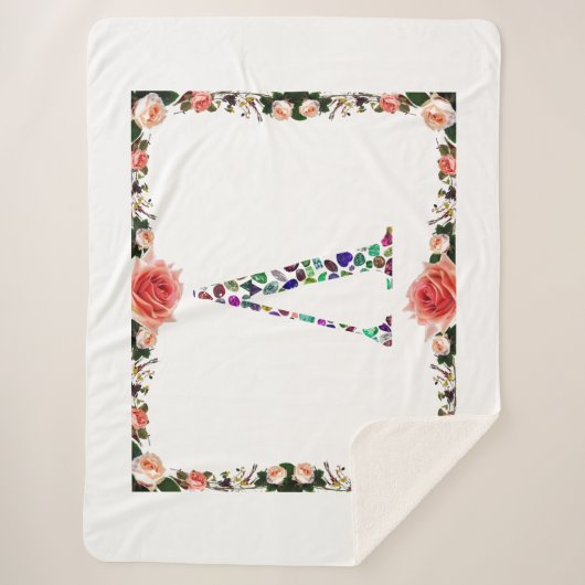 Letter V Monogramm Sherpadecke (Vorderseite)