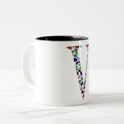 Letter V Monogramm Zweifarbige Tasse (Vorderseite Links)
