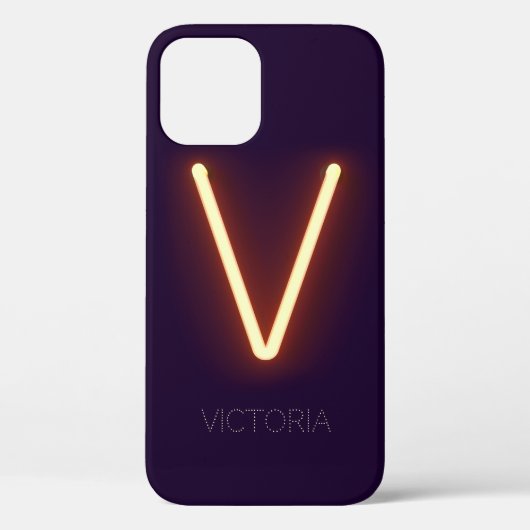 Letter V Neonlicht Personalisiert Case-Mate iPhone Hülle (Rückseite)