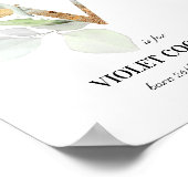 Letter V New Baby Monogram Birth Print Greenery Poster (Ecke)