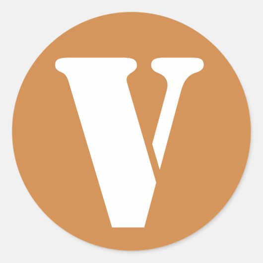 Letter V Peru Gold Stencil Alphabet von Janz Runder Aufkleber (Vorderseite)