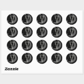 Letter V Rune Rune Monogram Geometric Moon Black Runder Aufkleber (Blatt)