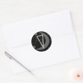 Letter V Rune Rune Monogram Geometric Moon Black Runder Aufkleber (Umschlag)