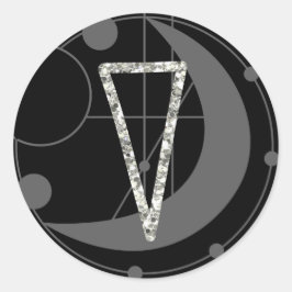 Letter V Rune Rune Monogram Geometric Moon Black Runder Aufkleber