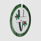 *~* Letter V Rustikales Weihnachtsfest FOTO Holz A Ornament (Vorderseite)