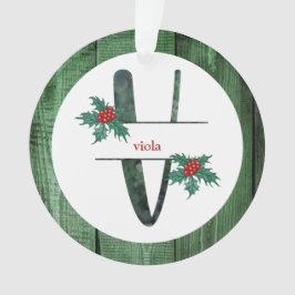 *~* Letter V Rustikales Weihnachtsfest FOTO Holz A Ornament