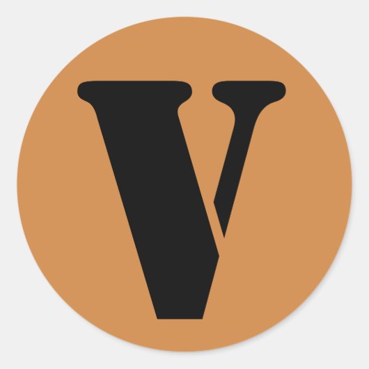 Letter V Stencil Alphabet von Janz Peru Gold Runder Aufkleber (Vorderseite)