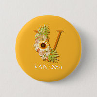 Letter V Sunflower Monogram mit Name