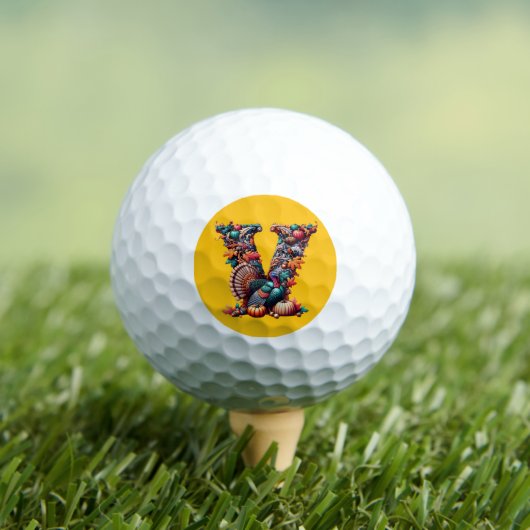 Letter V Thanksgiving turkey style gift Golfball (Insitu T-Shirt)