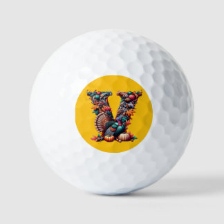 Letter V Thanksgiving turkey style gift  Golfball