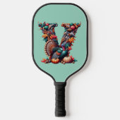 Letter V Thanksgiving turkey style gift  Pickleball Schläger (Vorderseite)