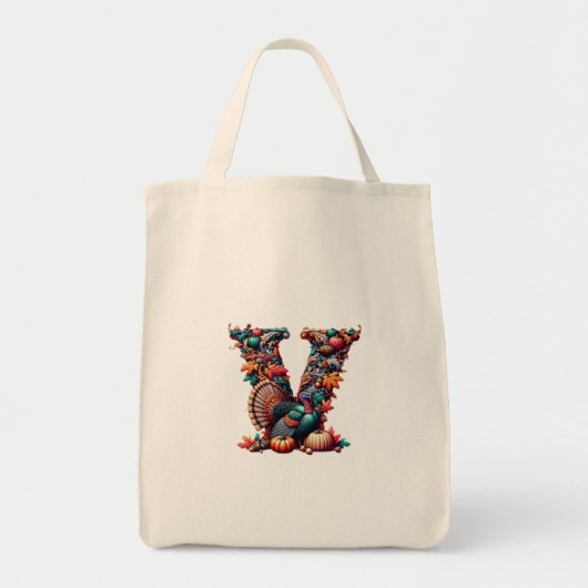 Letter V Thanksgiving turkey style gift  Tragetasche (Vorne)