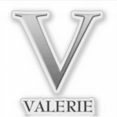 Letter V Two-Tone Silver Gray und Name Aufkleber (Vorderseite)