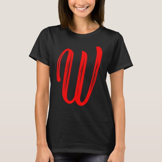 Letter W Alphabet Large Red Graphal Initial T-Shirt (Vorderseite)