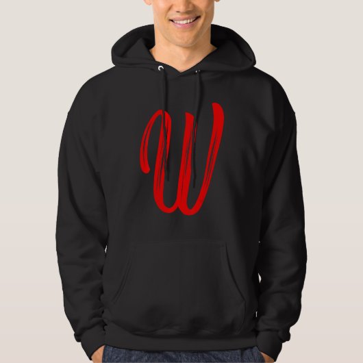 Letter W Alphabet Large Red Graphic Initial Hoodie (Vorderseite)