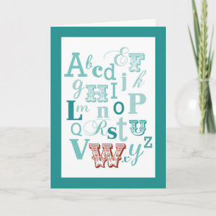 Letter W Anfangsname Alphabet Geburtstag Aquamarin Karte