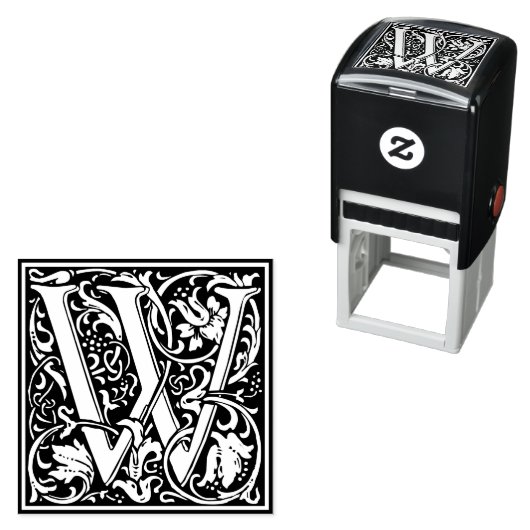 Letter W art nouveau black and white Tile Permastempel (Beispiel)