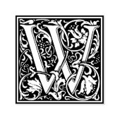 Letter W art nouveau black and white Tile Permastempel (Design)