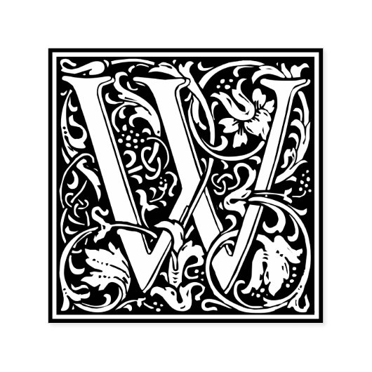 Letter W art nouveau black and white Tile Permastempel (Design)