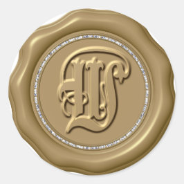 *~* Letter W Diamond Circle GOLD Wax Siegel Sticke Runder Aufkleber