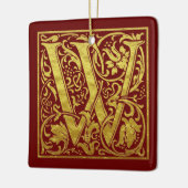 Letter W First Letter Imitate Gold Red Keramikornament (Links)