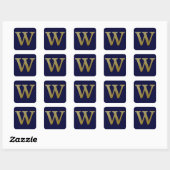 Letter W Gold Square Sticker (Blatt)