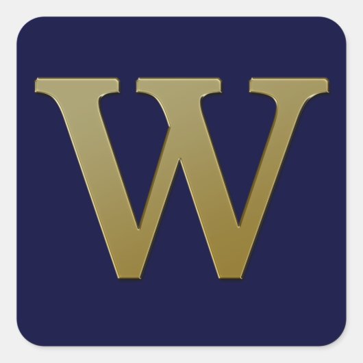Letter W Gold Square Sticker (Vorderseite)