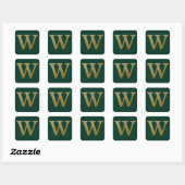 Letter W Gold Square Sticker (Blatt)