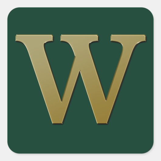 Letter W Gold Square Sticker (Vorderseite)