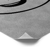 Letter W, Gothic Monogram Black Poster (Ecke)