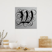 Letter W, Gothic Monogram Black Poster (Küche)