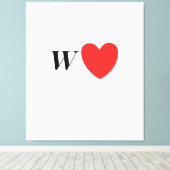 Letter W Heart - Valentine Initial Love Design Leinwanddruck (Insitu (Holzboden))
