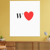 Letter W Heart - Valentine Initial Love Design Leinwanddruck (Insitu (Wohnzimmer))