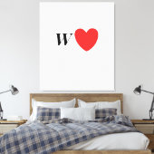 Letter W Heart - Valentine Initial Love Design Leinwanddruck (Insitu (Schlafzimmer))