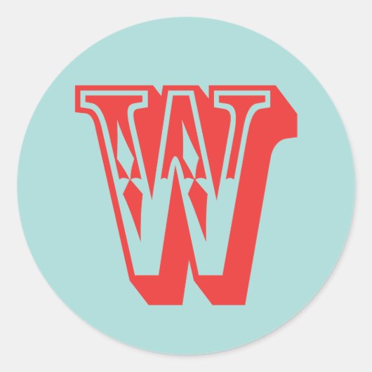 Letter-W-Karneval-Monogramm-Anfangsvorzug Runder Aufkleber (Vorderseite)