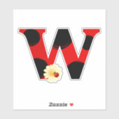 Letter W Ladybug Print mit Ladybug und Blume Aufkleber (Blatt)
