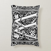 Letter W Mittelalterliche Monogram Art Nouveau Dekokissen (Rückseite(Vertikal))