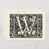 Letter W Mittelalterliche Monogram Art Nouveau Einladung (Vorne/Hinten)