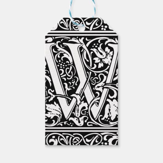 Letter W Mittelalterliche Monogram Art Nouveau Geschenkanhänger (Vorderseite)