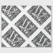 Letter W Mittelalterliche Monogram Art Nouveau Geschenkpapier (Flach)