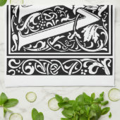 Letter W Mittelalterliche Monogram Art Nouveau Geschirrtuch (Gefaltet)