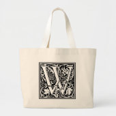 Letter W Mittelalterliche Monogram Art Nouveau Jumbo Stoffbeutel (Vorne)