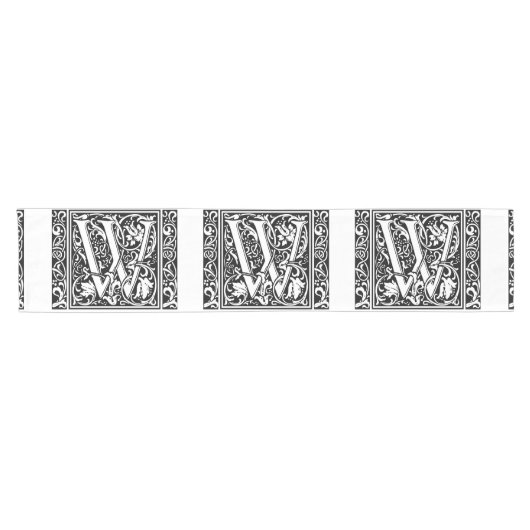 Letter W Mittelalterliche Monogram Art Nouveau Kurzer Tischläufer (Horizontal)
