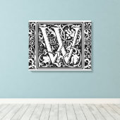Letter W Mittelalterliche Monogram Art Nouveau Leinwanddruck (Insitu (Holzboden))